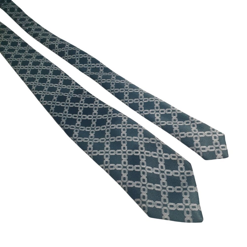 Mohawk Silky Polyester Skinny Tie Chain Link Pattern 54 Inches x 2.5 In Vintage